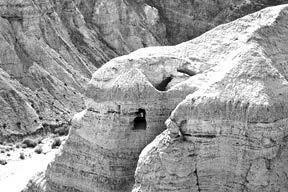 Caves of historical importance in the Qumran hills near the Dead Sea.