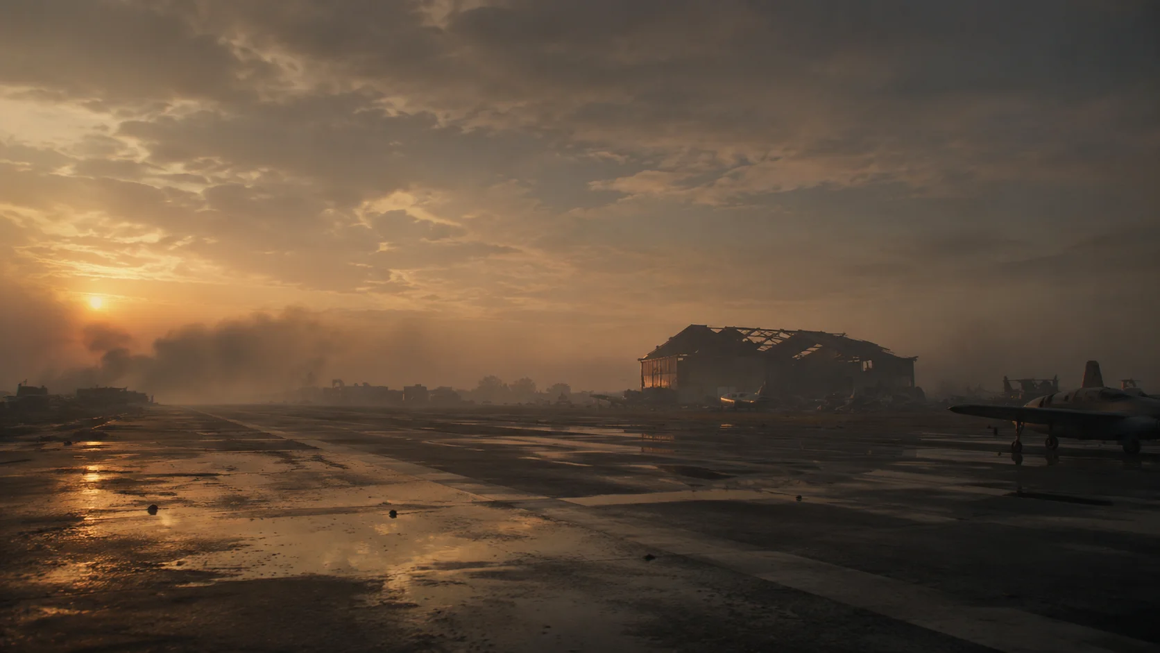 Runway at dawn after the attack.