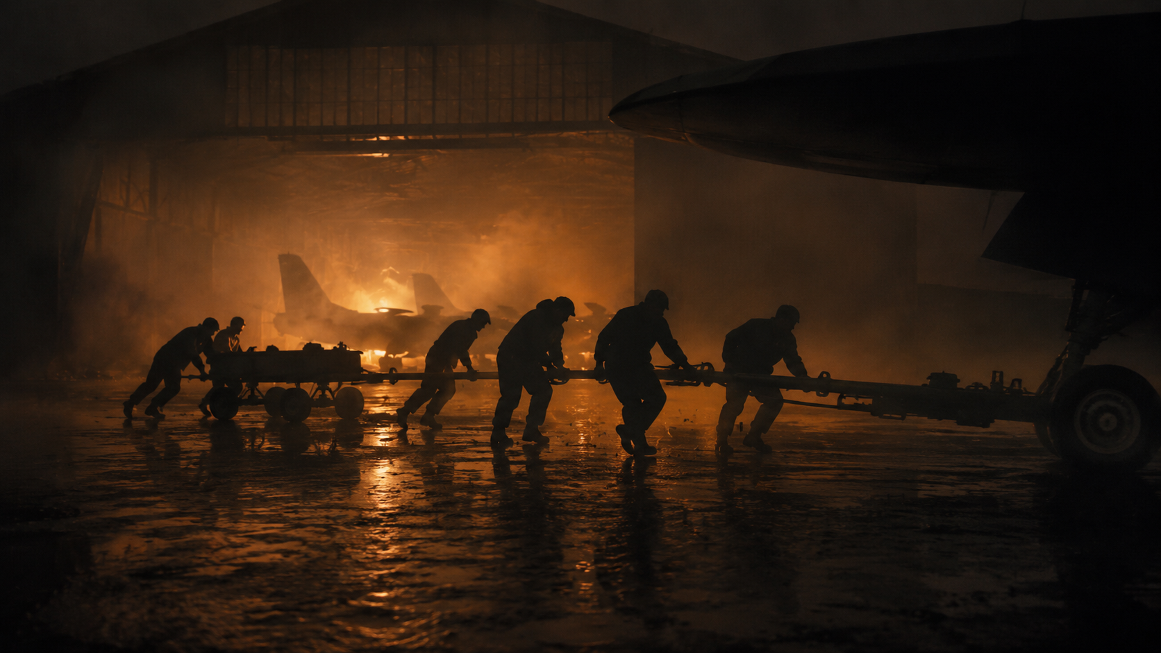 Aircraft rescue effort in smoke and darkness